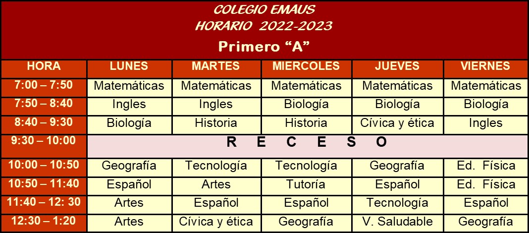 Horarios Colegio Ema S Hermosillo